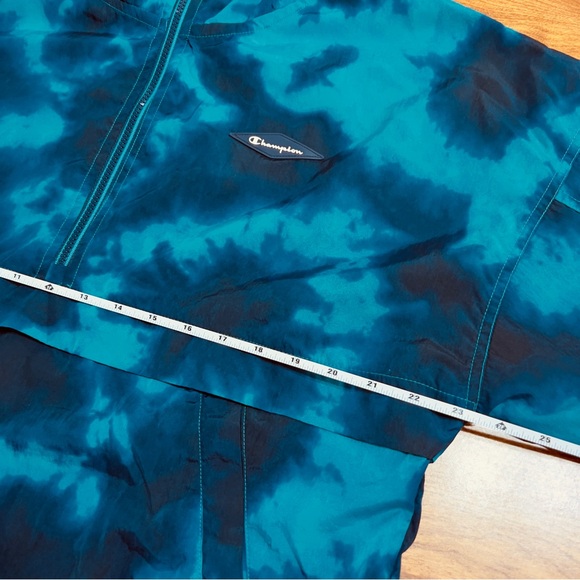 Champion Blue Green Tie dye Half Zip Hoody Activewear Lightweight PullOn Jacket - Picture 11 of 13